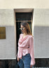 Premium Satin Cowl Neck Waist Tie Trumpet Sleeves Tops